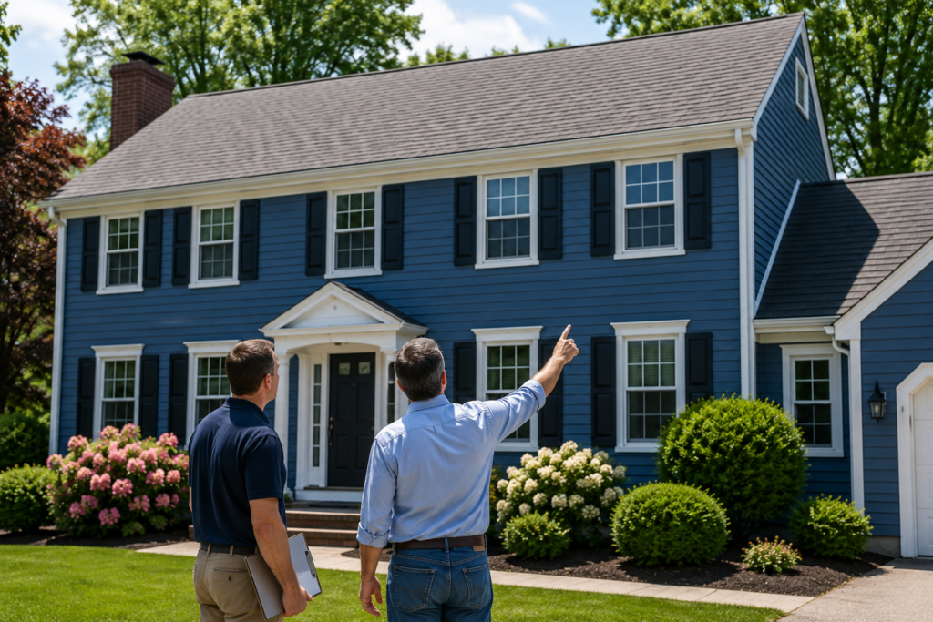 Gormley Roofing performing a professional roof inspection on a residential home in Canton MA